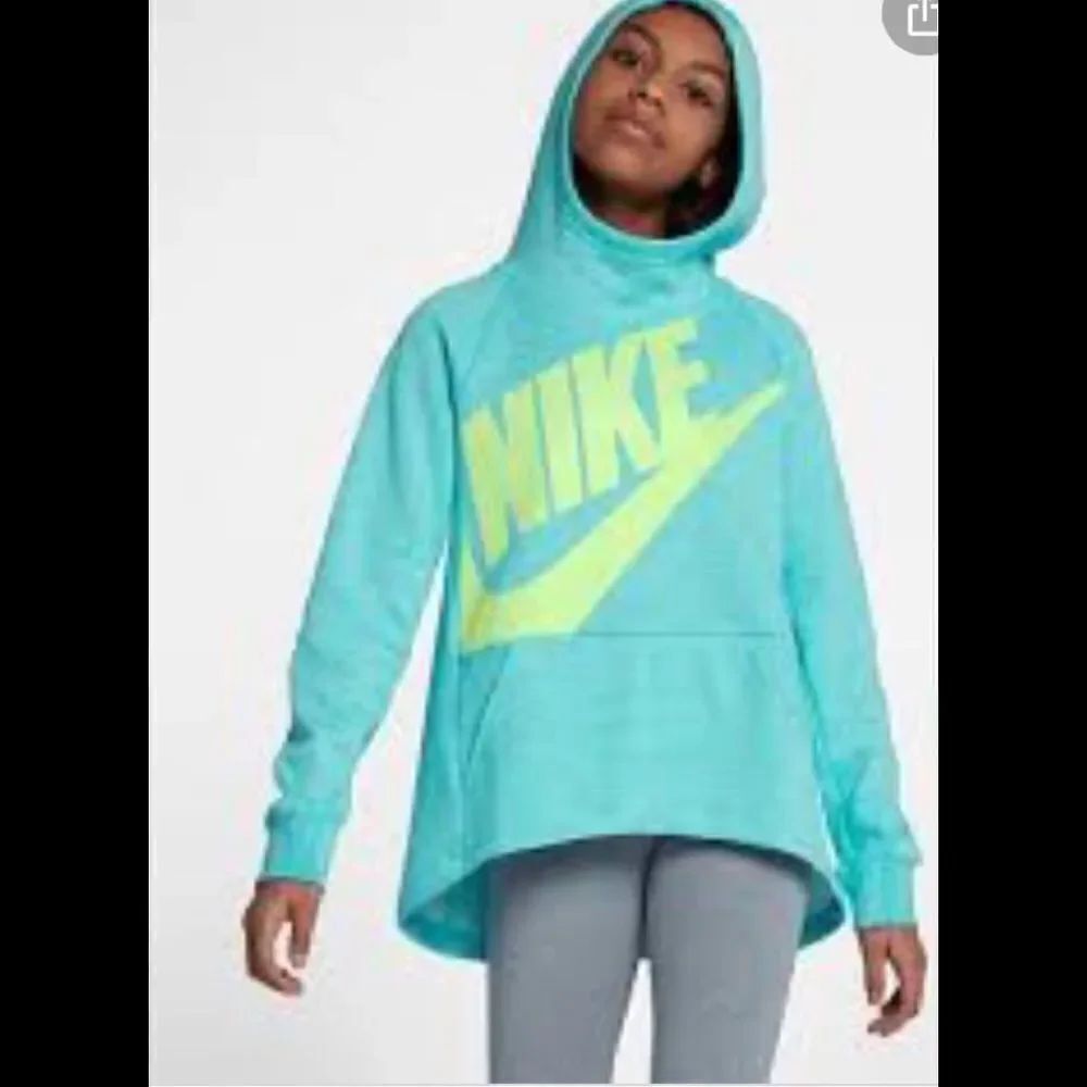 Nike Light Aqua & Barely Volt Logo Hoodie Medium